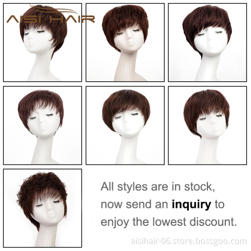 Aisi Hair Double Drawn Raw European No Glue No Gel Short 100% Real Wholesale Human Hair Wigs Colored